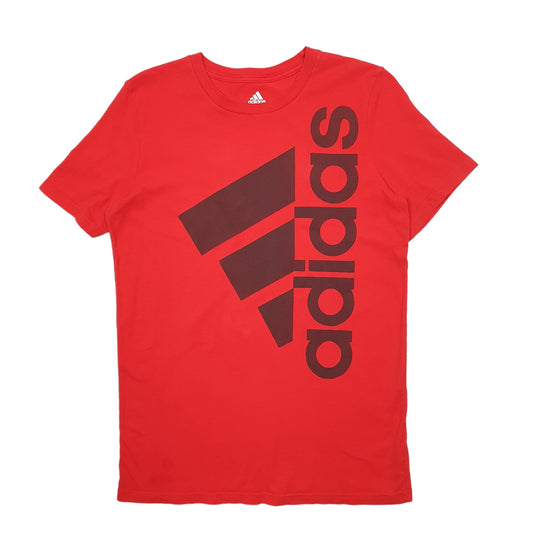 Mens Red Adidas Spellout Short Sleeve T Shirt