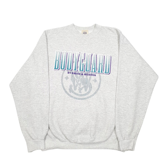 Mens Grey Smith & Wesson Vintage 90s Made In USA Bodyguard Spellout Crewneck Jumper