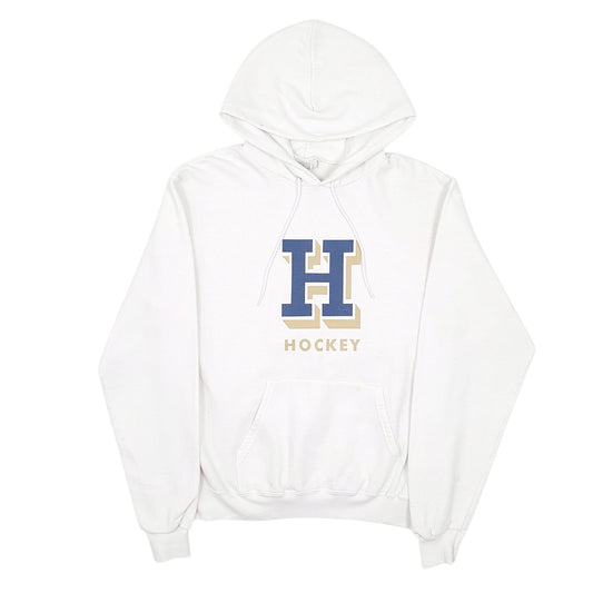 Mens White Champion Hockey Hoodie Jumper