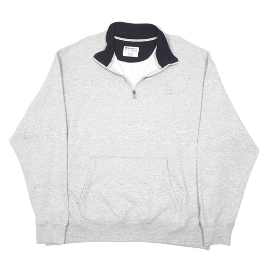 Mens Grey Champion Quarter Zip Jumper