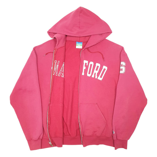 Mens Red Champion Hoodie Stanford College USA Spellout Full Zip Jumper
