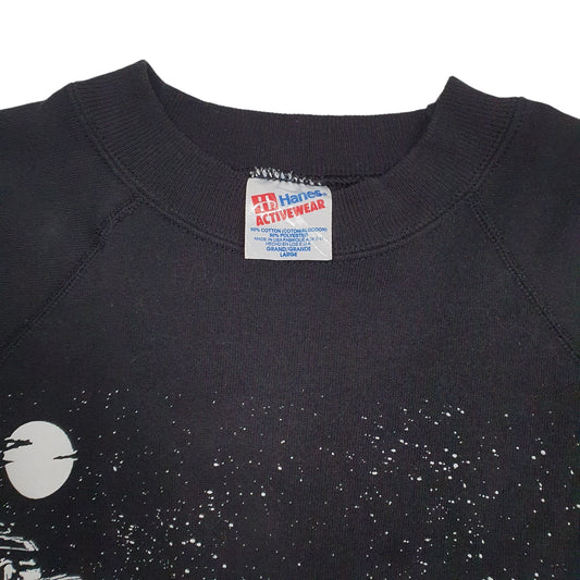 Mens Black Hanes Vintage 90s Made In USA Crewneck Jumper