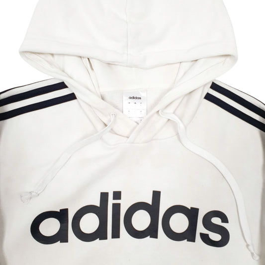 Mens White Adidas Spellout Hoodie Jumper