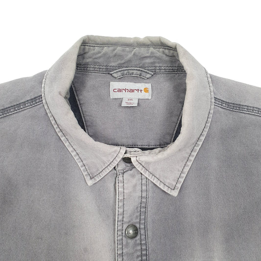 Mens Grey Carhartt Overshirt Shacket Lined Crewneck Coat