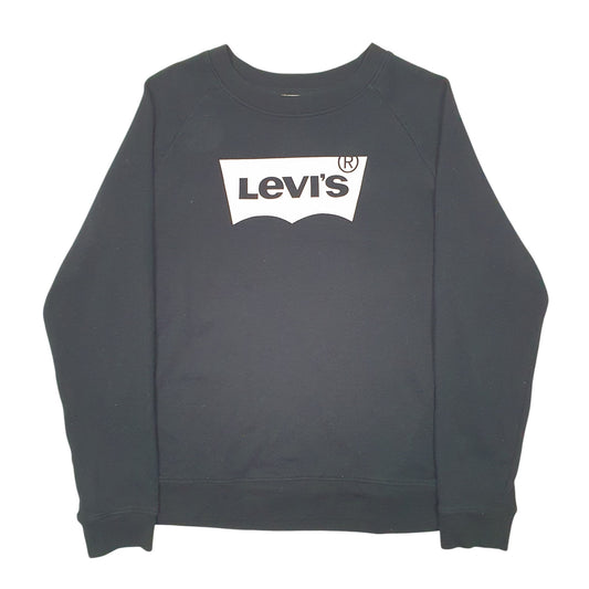 Womens Black Levis Spellout Raglan Crewneck Jumper