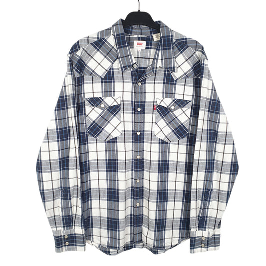 Mens White Levis Western Cowboy Pearl Snap Long Sleeve Shirt