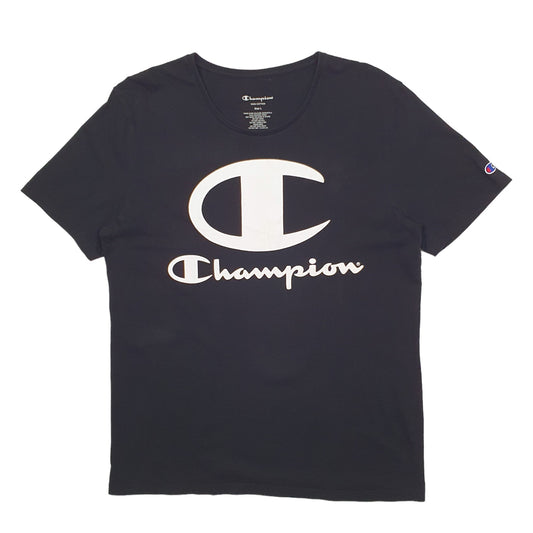 Mens Black Champion Spellout Short Sleeve T Shirt