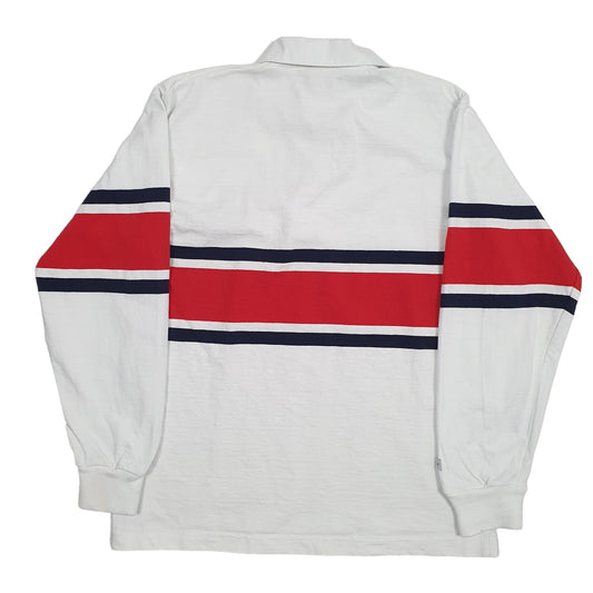 Mens White Barbarian Rugby Casual Brock University Long Sleeve Polo Shirt