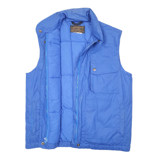 Mens Blue Eddie Bauer Goose Puffer Vest Coat