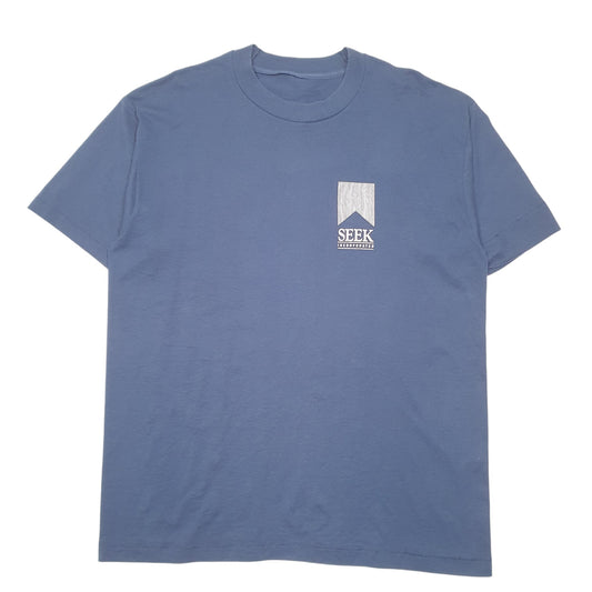Mens Navy Unbranded Single Stitch Vintage 90s Seek Incorporated Short Sleeve T Shirt