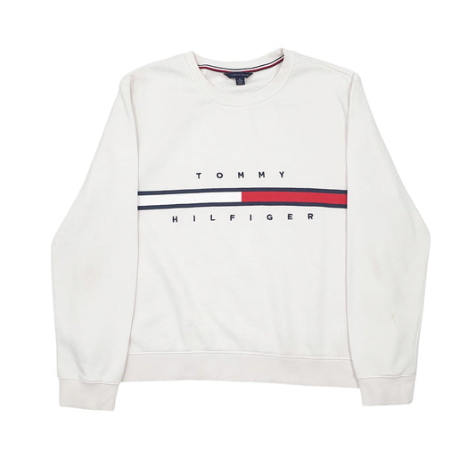 Womens White Tommy Hilfiger Spellout Crewneck Jumper