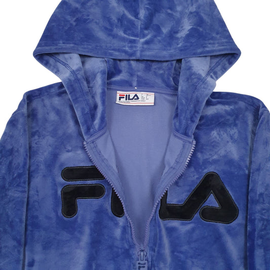 Womens Blue Fila Spellout Quarter Zip Jumper