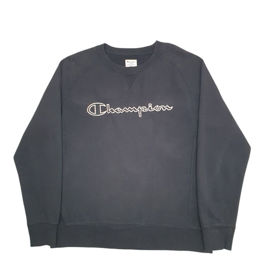 Mens Black Champion Spellout Crewneck Jumper