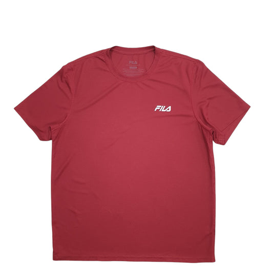 Mens Burgundy Fila Short Sleeve T Shirt