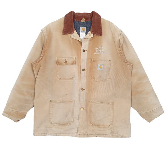 Mens Tan Carhartt Vintage Workwear Barn Blanket Lined Coat