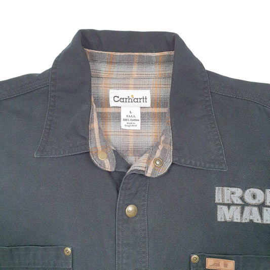 Mens Black Carhartt Overshirt Shacket Iron Man Tall Coat