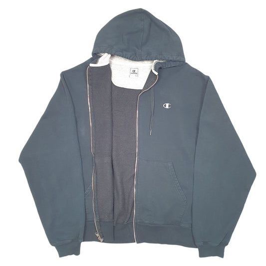 Mens Black Champion Hoodie Full Zip Jumper