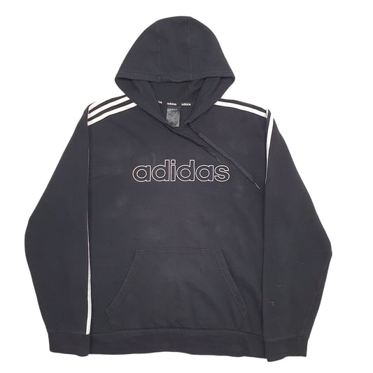 Mens Black Adidas Spellout Hoodie Jumper