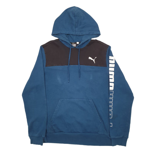 Mens Blue Puma Spellout Hoodie Jumper