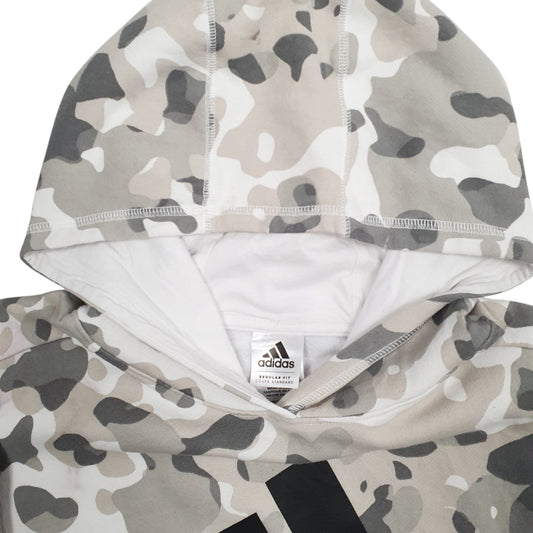 Womens Grey Adidas Camo Spellout Hoodie Jumper