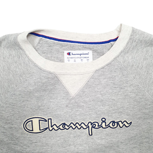 Womens Grey Champion Spellout Crewneck Jumper
