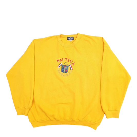 Mens Yellow Nautica Made In USA Vintage 90's Crewneck Jumper