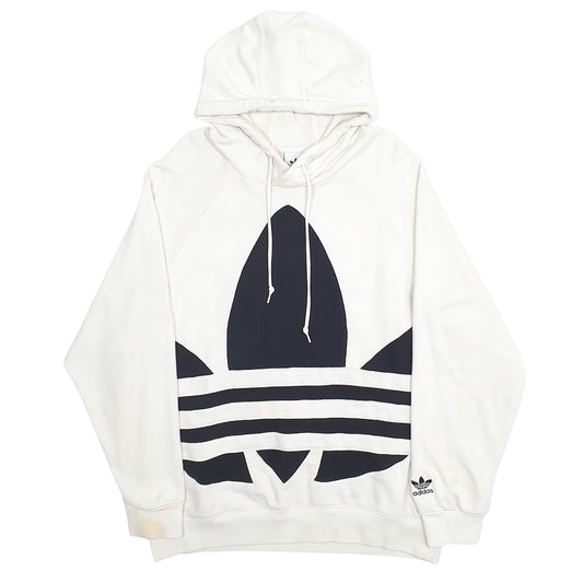 Mens White Adidas Hoodie Jumper