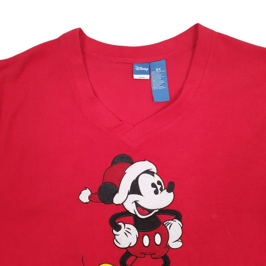 Womens Red Disney V Neck Jumper
