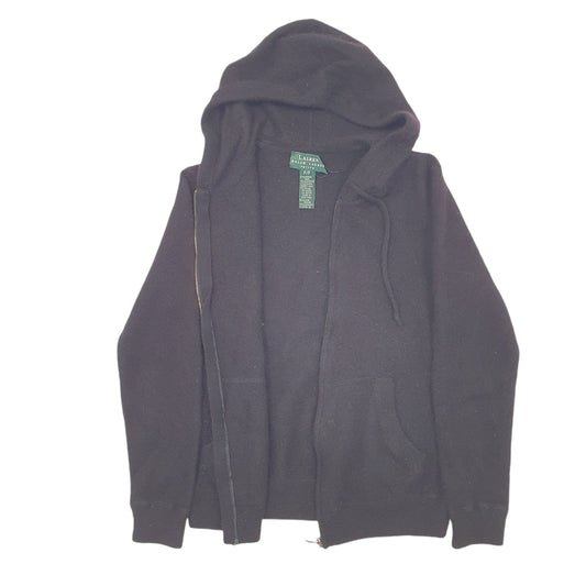 Womens Black Lauren Ralph Lauren Knit Hoodie Cashmere Merino Full Zip Jumper