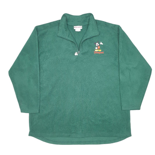 Mens Green Disney Vintage Disneyland Mickey Mouse Quarter Zip Jumper
