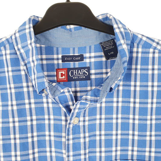 Mens Blue Chaps Long Sleeve Shirt