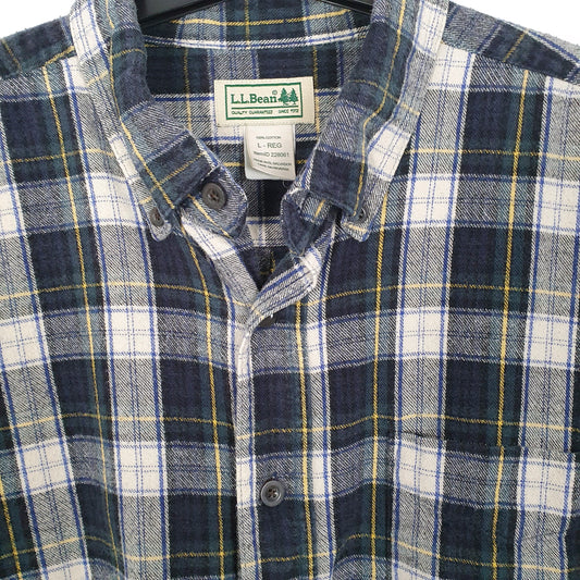 Mens Navy L.L.Bean Flannel Overshirt Long Sleeve Shirt