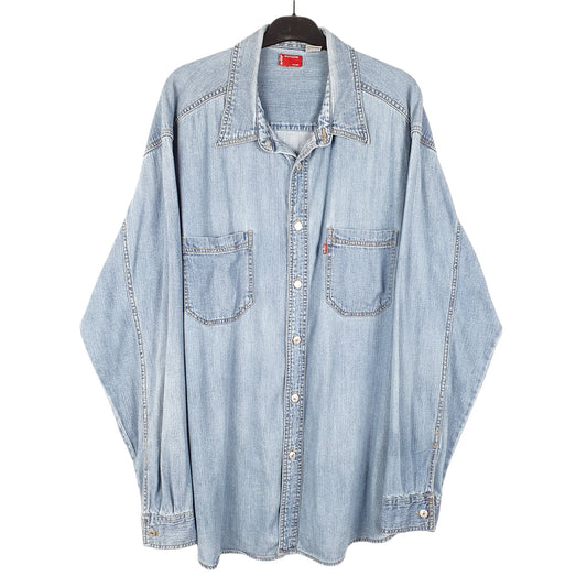 Mens Blue Levis Denim Jeans Overshirt Shacket Loose Fit Long Sleeve Shirt
