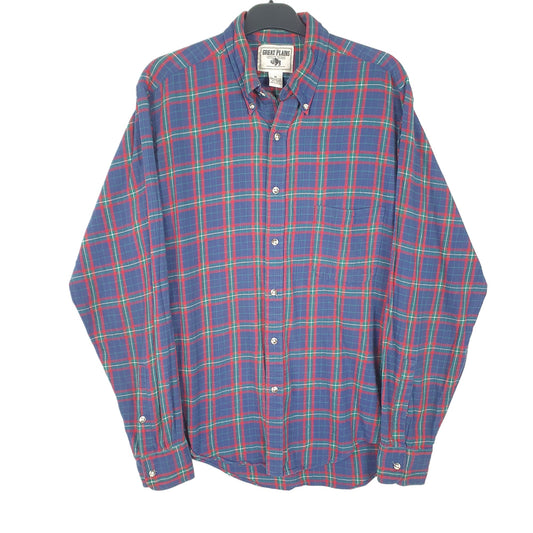 Mens Navy Great Plains Flannel Overshirt Long Sleeve Shirt