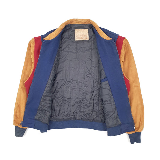 Mens Navy Cripple Creek Circles Suede Bomber Coat