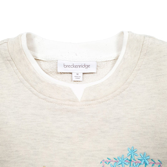 Womens Cream Breckenridge Vintage Retro Pot Plants Butterfly 90s Crewneck Jumper