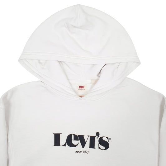 Mens White Levis Spellout Hoodie Jumper