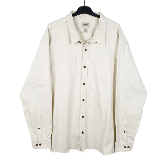 Mens Cream L.L.Bean Traditional Heavy Overshirt Shacket Long Sleeve Shirt