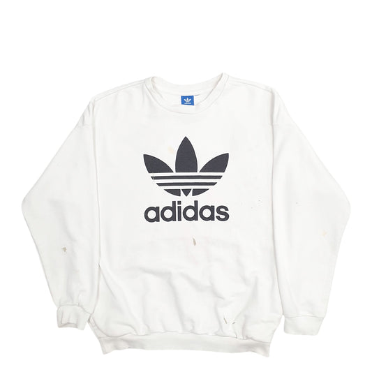 Mens White Adidas Crewneck Jumper