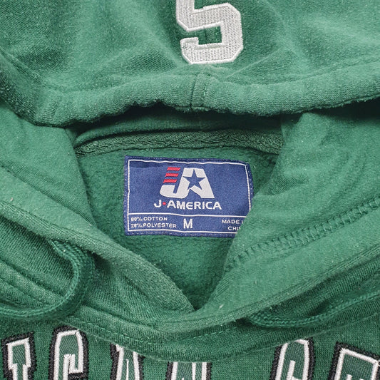 Mens Green J.America Michigan State Spartans Football Spellout Hoodie Jumper