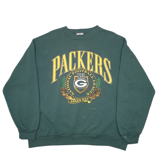 Mens Green Nutmeg Mills Vintage Made In USA 1993 Green Bay Packers Football NFL Crewneck Jumper