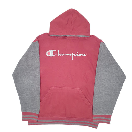 Mens Burgundy Champion Script Spellout Hoodie Jumper