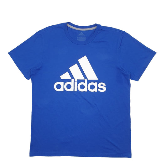 Mens Blue Adidas Spellout Short Sleeve T Shirt