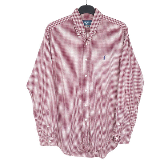 Mens Burgundy Ralph Lauren Oxford Long Sleeve Shirt