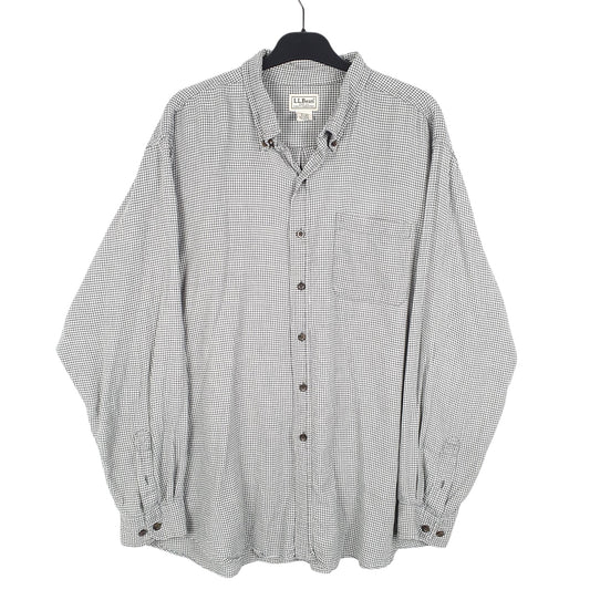 Mens White L.L.Bean Houndstooth Blend Long Sleeve Shirt