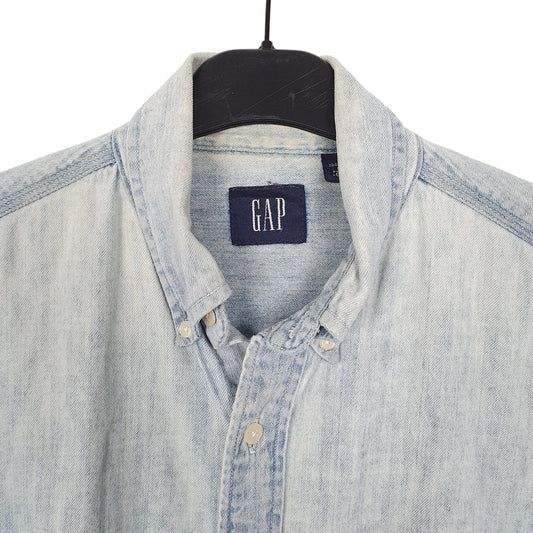 Mens Blue Gap Denim Chambray Overshirt Long Sleeve Shirt