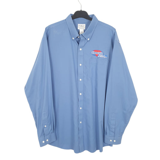 Mens Blue L.L.Bean Traditional Fit Smanca Oregon Washington Long Sleeve Shirt