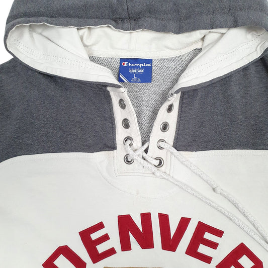 Mens Grey Champion Heritage Denver Pioneers Hockey Hoodie Jumper