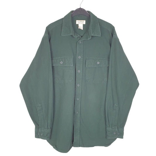 Mens Green L.L.Bean Chamois Overshirt Shacket Long Sleeve Shirt