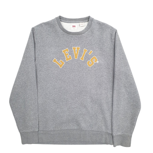 Mens Grey Levis Spellout Crewneck Jumper